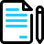 Icon of an application and pencil, representing the Florida small business funding application