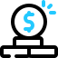 Icon of a coin stack pyramid with a coin standing up on top, representing the financial success of our Florida business funding