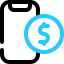 Icon of a cell phone with a dollar sign on the screen, representing business owners receiving funding—sometimes, on the same day!