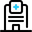 Icon of a hospital, representing a medical clinic's funding success story